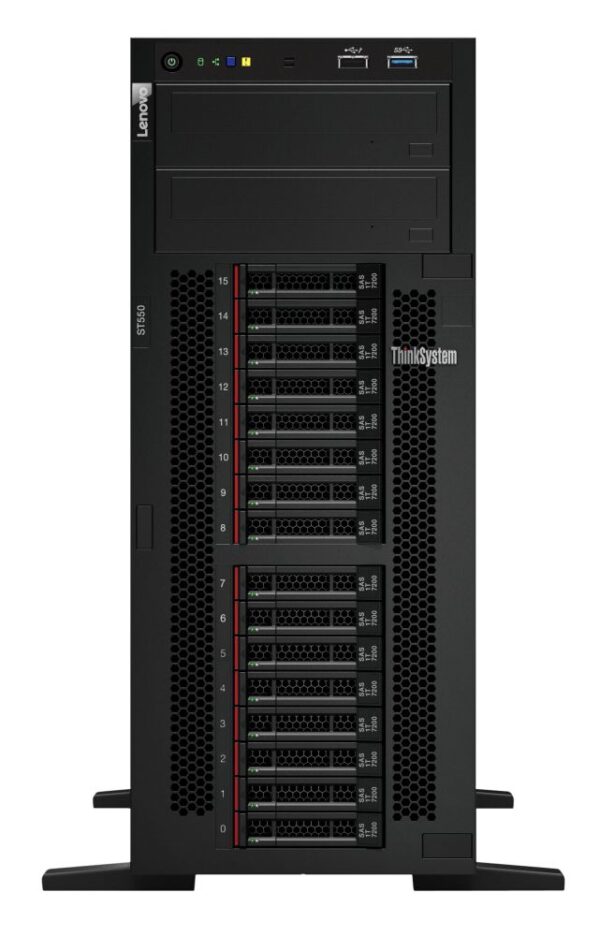 The Lenovo ThinkSystem ST550 is a scalable 4U tower server that features two powerful second-generation Intel® Xeon® Scalable family processors that deliver up to 36% total performance improvement over the previous generation*. The ST550 provides the performance and reliability you expect from the data center