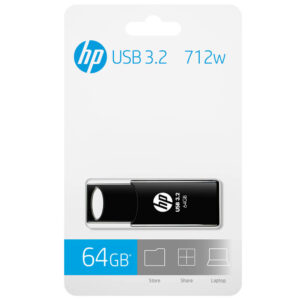 HP 712W 64GB USB3.2  70MB/s Flash Drive Memory Stick Slide 0°C to 60°C  4.5~5.5 VDC Push-Pull Design External Storage for Windows 10 11 Mac 10.3 and later