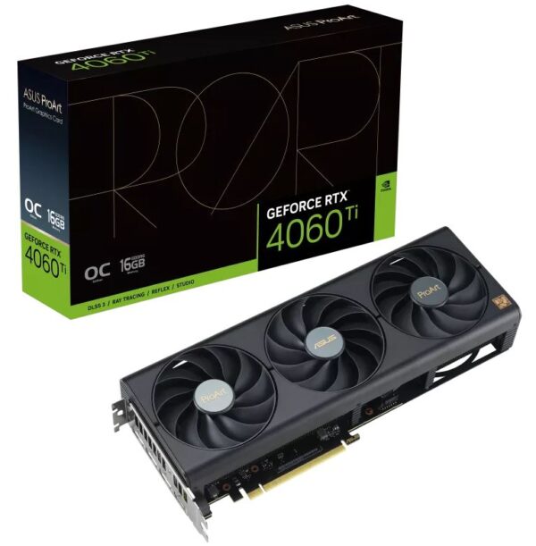 ProArt GeForce RTX™ 4060 Ti OC 16GB GDDR6  edition  bring elegant and minimalist style to empower creator PC builds with full-scale GeForce RTX™ 40 Series performance.
