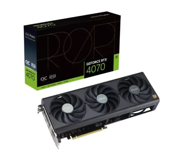 ProArt GeForce RTX™ 4070 OC Edition 12GB GDDR6X brings elegant and minimalist style to empower creator PC builds with full-scale GeForce RTX™ 40 Series performance.