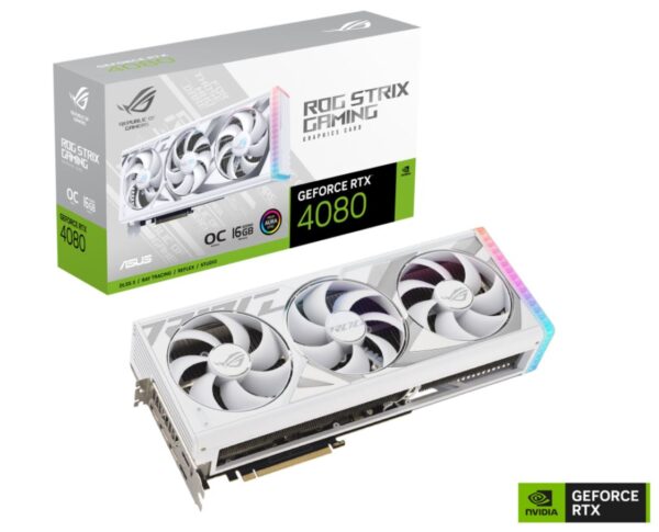 ROG Strix GeForce RTX™ 4080 16GB GDDR6X White OC Edition with DLSS 3 and chart-topping thermal performance.