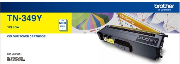 Brother TN-349Y *EXCLUSIVE TO B2B* Colour Laser Toner-Super High Yield Yellow Toner- to suit HL-L9200CDW MFC-L9550CDW - 6000Pages