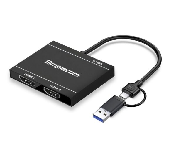 Simplecom DA327 USB 3.0 or USB-C to Dual HDMI Display Adapter for 2x Full HD 1080p Extended Screens