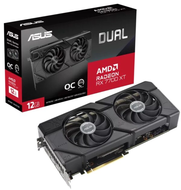 ASUS Dual Radeon™ RX 7700 XT OC Edition 12GB GDDR6 is armed to dish out frames and keep vitals in check