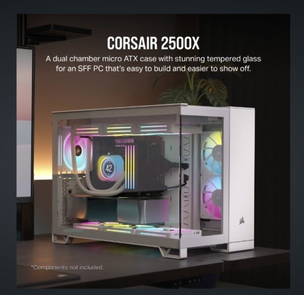 2500X Mid-Tower Dual Chamber PC Case - White