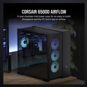 6500D AIRFLOW Mid-Tower Dual Chamber PC Case - Black