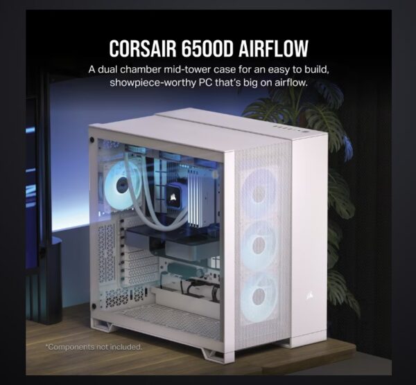 6500D AIRFLOW Mid-Tower Dual Chamber PC Case - Black