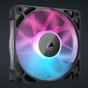 CORSAIR RX120 RGB PWM fans deliver cooling performance by pushing high airflow through obstructions with high static pressure and CORSAIR AirGuide technology.