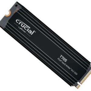 Crucial T705 1TB Gen5 NVMe SSD Heatsink - 13600/10200 MB/s R/W 600TBW 1500K IOPs 1.5M hrs MTTF with DirectStorage for Intel 14th Gen  AMD Ryzen 7000