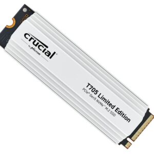 Crucial T705 2TB Gen5 NVMe SSD White Heatsink - 14500/12700 MB/s R/W 1200TBW 1500K IOPs 1.5M hrs MTTF with DirectStorage for Intel 14th Gen  AMD Ryzen 7000