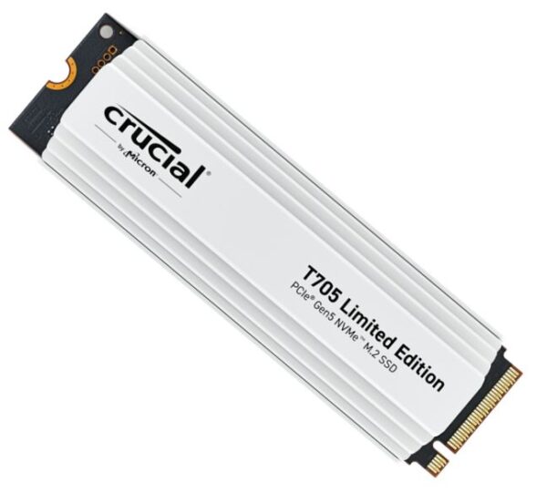 Crucial T705 2TB Gen5 NVMe SSD White Heatsink - 14500/12700 MB/s R/W 1200TBW 1500K IOPs 1.5M hrs MTTF with DirectStorage for Intel 14th Gen  AMD Ryzen 7000