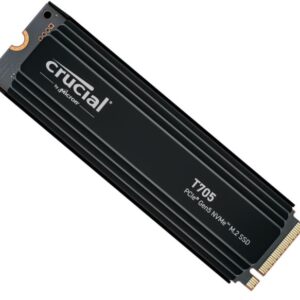 Crucial T705 4TB Gen5 NVMe SSD Heatsink - 14100/12600 MB/s R/W 2400TBW 1500K IOPs 1.5M hrs MTTF with DirectStorage for Intel 14th Gen  AMD Ryzen 7000
