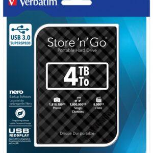 Verbatim 4TB 2.5" USB 3.0 Black Store'n'Go HDD Grid Design *Clearance*