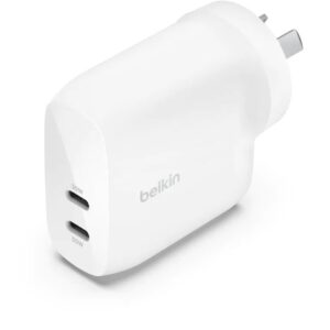 Belkin BoostCharge Pro Dual USB-C Wall Charger with PPS 60W - White (WCB010auWH)