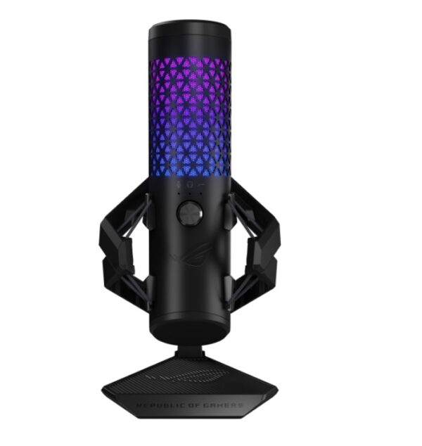 Professional cardioid condenser gaming microphone features a studio-grade 25 mm condenser capsule