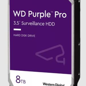 Western Digital WD Purple Pro 8TB 3.5" Surveillance HDD 7200RPM 256MB SATA3 245MB/s 550TBW 24x7 64 Cameras AV NVR DVR 2.5mil MTBF 5yrs