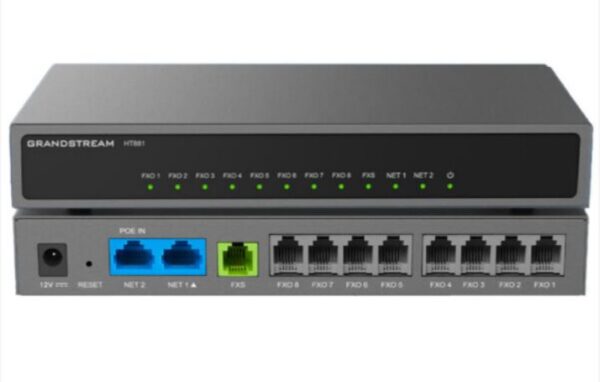 The HT881 FXO gateway series enables businesses of all sizes to create an easy-to-deploy VoIP solution. These 4 and 8-port FXO gateways offer the ability to seamlessly connect multiple locations and all devices within an office to any hosted or on premise IP PBX network to make deployments as easy as possible. The HT841 and HT881 include FXO and FXS ports to support remote calling to-and-from the PSTN line. Advanced telephony features