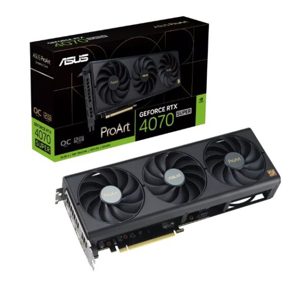 ProArt GeForce RTX™ 4070 SUPER OC Edition 12GB GDDR6X brings elegant and minimalist style to empower creator PC builds with full-scale GeForce RTX™ 40 SUPER Series performance.