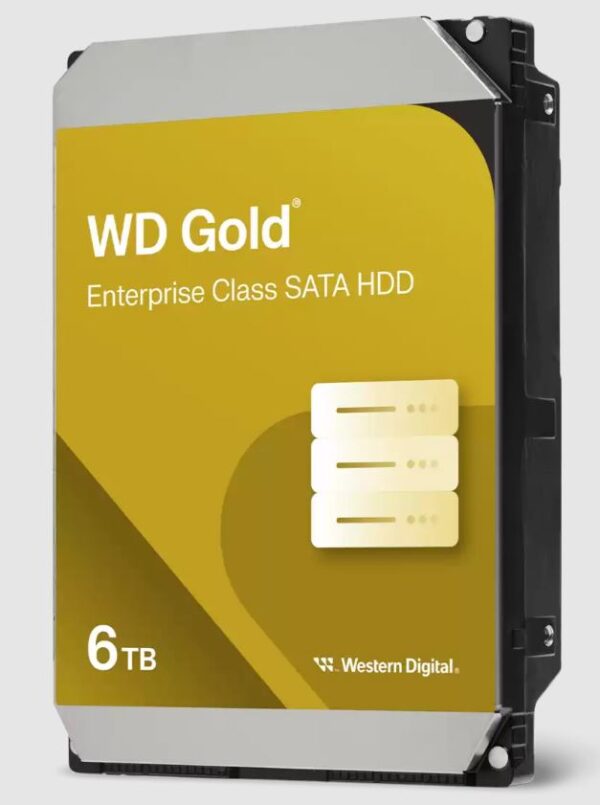Western Digital 6TB 3.5" WD Gold Enterprise Class SATA HDD 7200 RPM  CMR  Cache Size  256MB  5-Year Limited Warranty