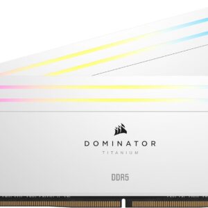 Corsair DOMINATOR® TITANIUM RGB 64GB (2x32GB) DDR5 DRAM 6000MT/s CL30 Intel XMP Memory Kit — White