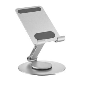 Brateck PHS06-6 FOLDING ALUMINUM PHONE  TABLET STAND WITH 360° ROTATION Fits smartphone and tablet ≤10“ - Silver
