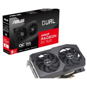 ASUS Dual Radeon™ RX 7600 OC Edition 8GB GDDR6 optimized inside and out for lower temps and durability