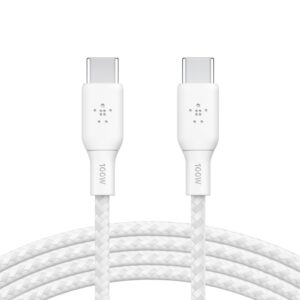 Belkin BoostCharge Braided USB-C to USB-C Cable (2m/6.6ft) - White (CAB014bt2MWH)