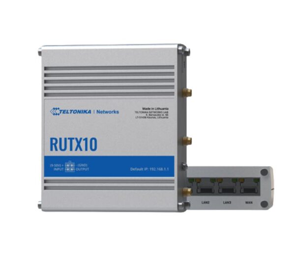 RUTX10 is a robust industrial router equipped with 4x Gigabit Ethernet ports