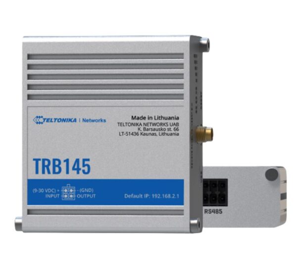 TRB145 is a compact industrial LTE Cat 1 gateway equipped with an RS485 connector