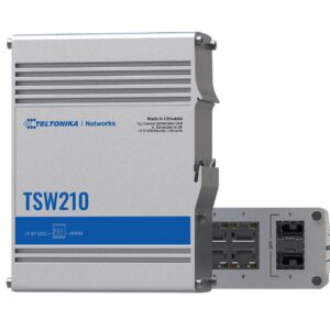 TSW210 is an industrial grade switch from Teltonika Networks with eight Gigabit Ethernet and two SFP ports.