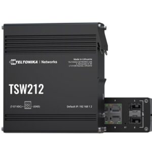 TSW212 is an industrial grade switch from Teltonika Networks with eight Gigabit Ethernet and two SFP ports.