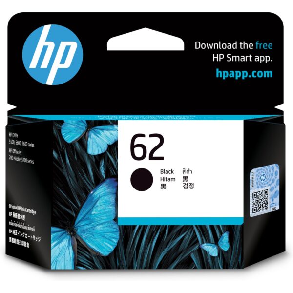 HP 62 BLACK INK CARTRIDGE 200 PAGES FOR OJET 200/ENVY 5540