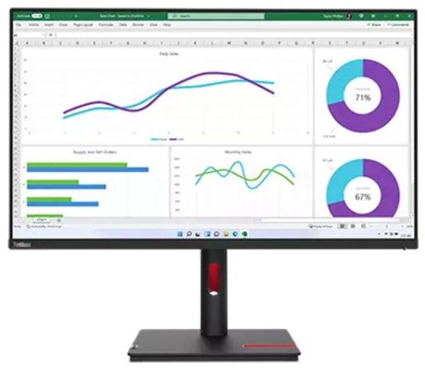 LENOVO ThinkVision T32H-30 31.5"/32" 60Hz QHD Monitor 2560 x 1440 16:9 4ms IPS Height Adjustable Tilt Pivot Swivel HDMI DP Ethernet USB VESA 3yr wty