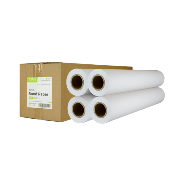 Bond Paper - 80 gsm - 841mm x 50m  4 Rolls