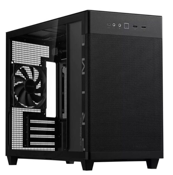 The ASUS Prime AP201 Tempered Glass version is a stylish 33-liter MicroATX case with tool-free side panels