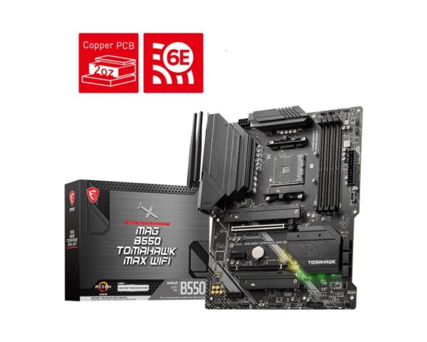 MSI MAG B550 TOMAHAWK MAX WIFI AM4 ATX MB 4xDDR4 2xPCIEx16 2xPCIEx1 2xM.2  6xSATAIII 1xUSB3.2 2xUSB2.0