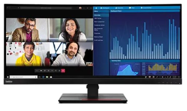 LENOVO ThinkVision P34W-20 34" 60Hz QHD IPS Monitor 3440 x 1440 21:09 4ms Height Adjustable Tilt Swivel HDMI DP Ethernet USB Speakers VESA 3yr wty