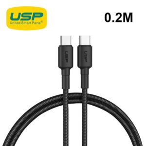 USP BoostUp Braided USB-C to USB-C Cable(0.2M) Black