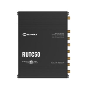 The RUTC50 is a 5G router featuring dual-band Wi-Fi 6 technology with multi-user MIMO