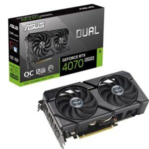 ASUS Dual GeForce RTX™ 4070 SUPER EVO OC Edition 12GB GDDR6X with two powerful Axial-tech fans and a 2.5-slot design for broad compatibility