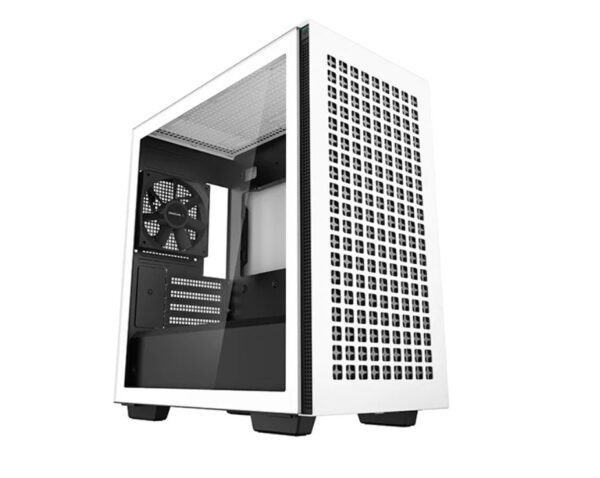 The DeepCool CH370 WH is a sleek and minimalistic Micro ATX case with extensive cooling capacity support for a 360mm radiator and up to 8x 120mm fans for a compact powerhouse.