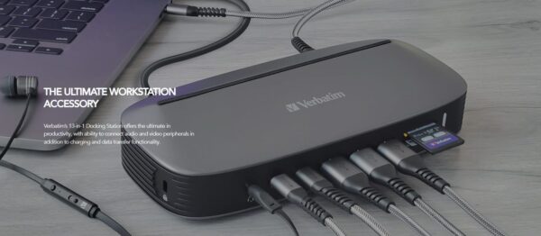 Verbatim USB-C Triple Monitor Docking Station with 70W Power - 13-in-1