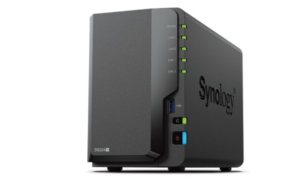 Synology DS224+ 2 Bay NAS Intel Celeron J4025 2-core 2.0 GHz 2 GB DDR4 non-ECC SATA HDD/SSD 2 RJ-45 1GbE LAN 2 USB 3.0 Port Hot swappable