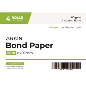 BOND PAPER 80GSM - 297MM X 50M 4 ROLLS/CTN