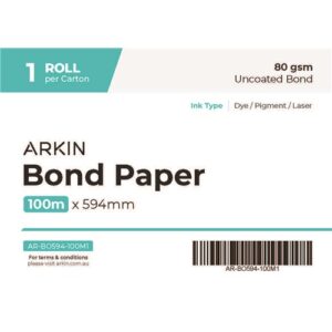 BOND PAPER 80GSM - 594MM X 100M 1 ROLL/CTN - AVAILABLE JAN2025