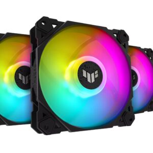 TUF Gaming TF120 ARGB chassis fan delivers high performance and durability in a rainbow of color.