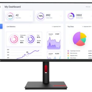 Lenovo ThinkVision T32p-30 31.5"/32" UHD Monitor IPS 4K 3840x2160 16:9 Anti-Glare Height Adjustable Tilt Swivel Pivot DP HDMI USB-C Audio 4xUSB3.1 Hub