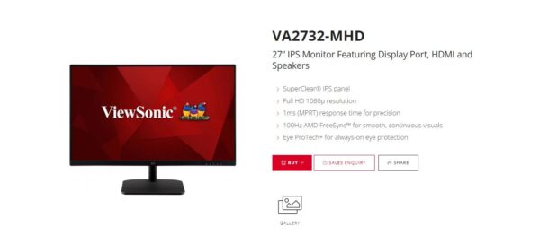 The ViewSonic VA2732-MHD is a 27” (27” viewable) Full HD Monitor with IPS technology and flexible connectivity for use in the office or at home. With SuperClear® IPS technology and Full HD resolution