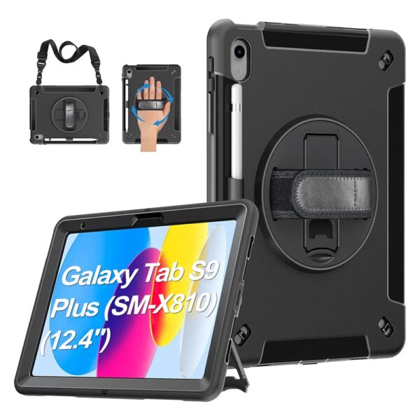 Generic Rugged Samsung Galaxy Tab S10+/ Tab S9+ / Tab S9 FE+ (12.4") Case Black