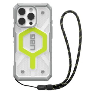 UAG Pathfinder Clear MagSafe Apple iPhone 16 Pro Max (6.9") Rugged Case + Black Neon Lanyard - Active Neon (1144651BV01)